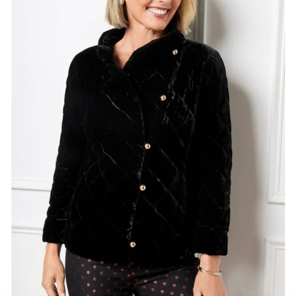 Jackets & Blazers - Talbot's Black velvet elegant Asymmetrical Jacket 14